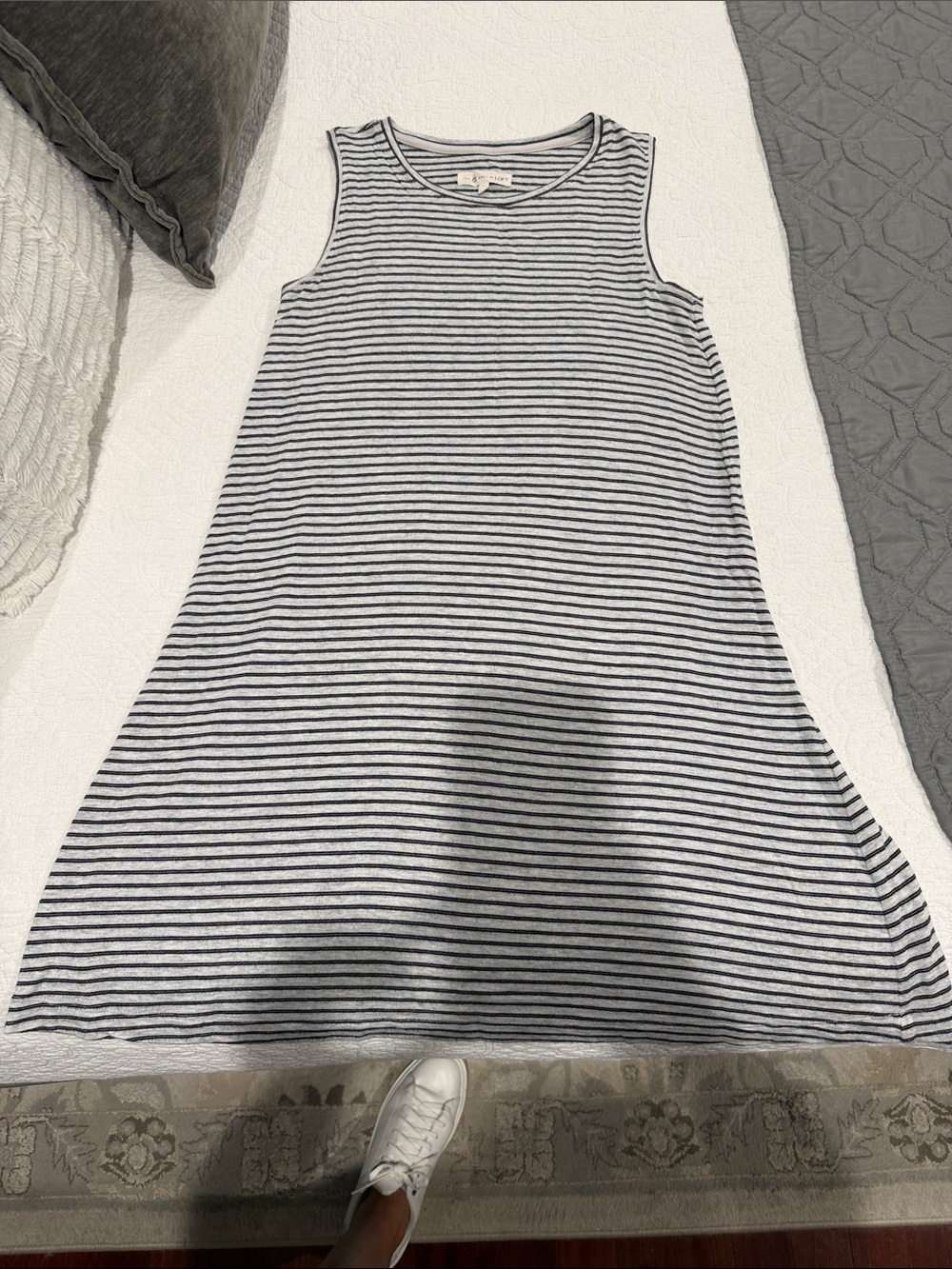 Lou & Grey Navy and White Striped Sleeveless A-Line Dress